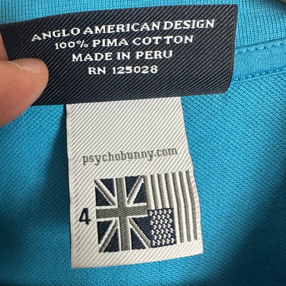 Psycho Bunny Blue Short Sleeve Polo Shirt Mens Size‎ 4 or Small Embroidered Top - Picture 5 of 9